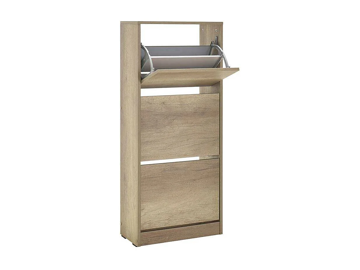 Mueble Zapatero con Tres cajones abatibles (119x73x26 cm)(Roble) - Buyqualia