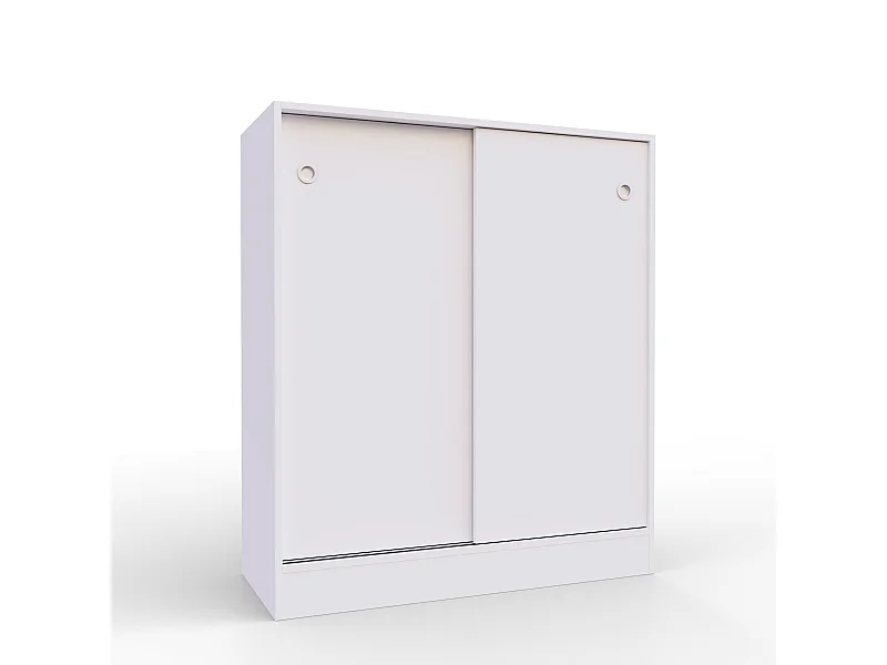 Armario bajo Puertas correderas con estantes Multiusos Zapatero estantería Oficina (White) - Buyqualia