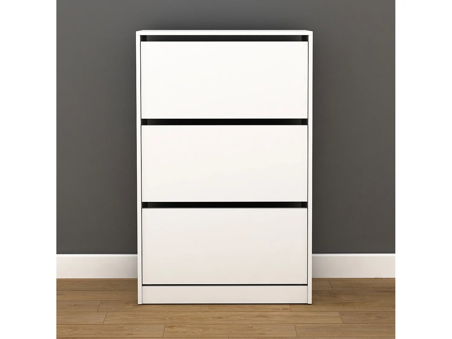 Mueble Zapatero con Tres cajones abatibles en Color (Blanco) 119x73x26 cm - Buyqualia