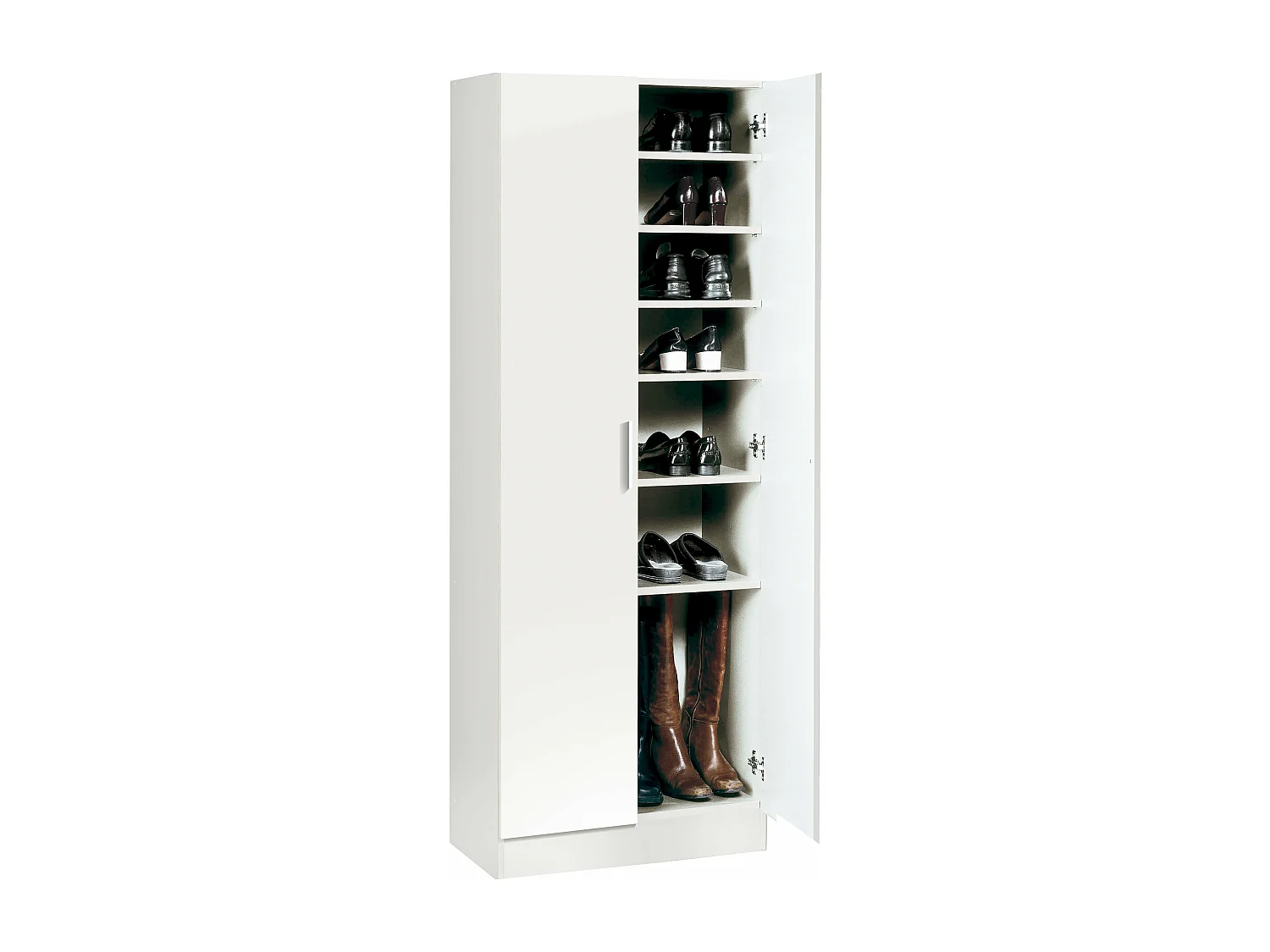 Armario Alto Zapatero con Puertas Abatibles  y 7 Estantes para Ordenación (171x60x35 cm) Blanco