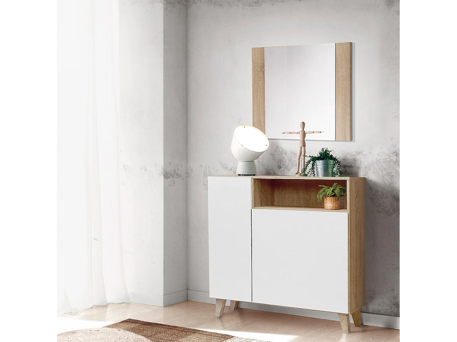 Zapatero recibidor Estrecho en Color (Cambrian - Blanco) - Buyqualia