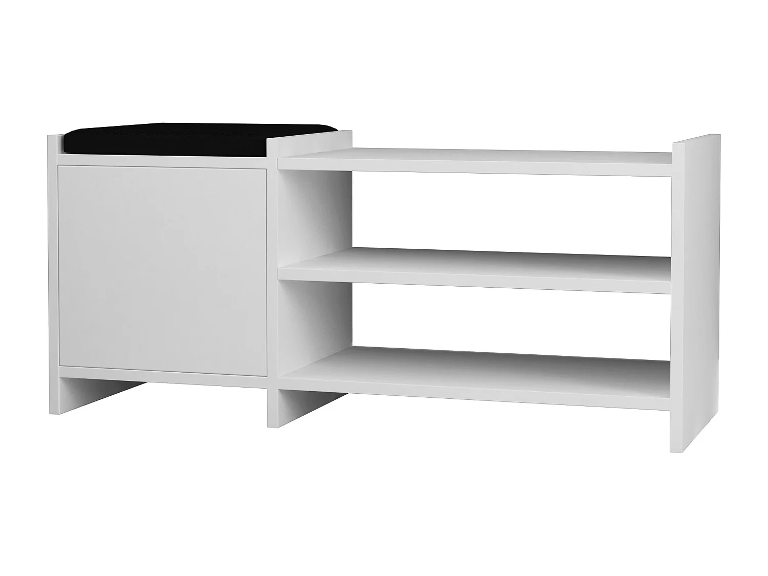 Mueble Zapatero Banco para Zapatos Rack con Puerta y estantes (Alto 44 /Ancho 100 / Fondo 35) en Color (Blanco) - Buyqualia