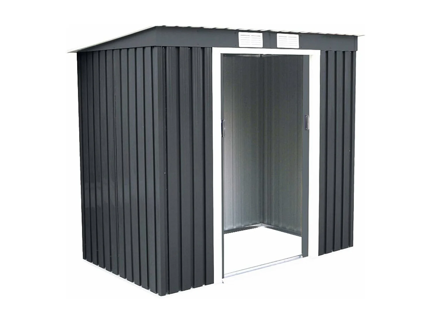 Buiten opslag tuinschuur met schuifdeur gereedschap tuinhuis 213 x 130 x 173cm (Donkergrijs) SF5504