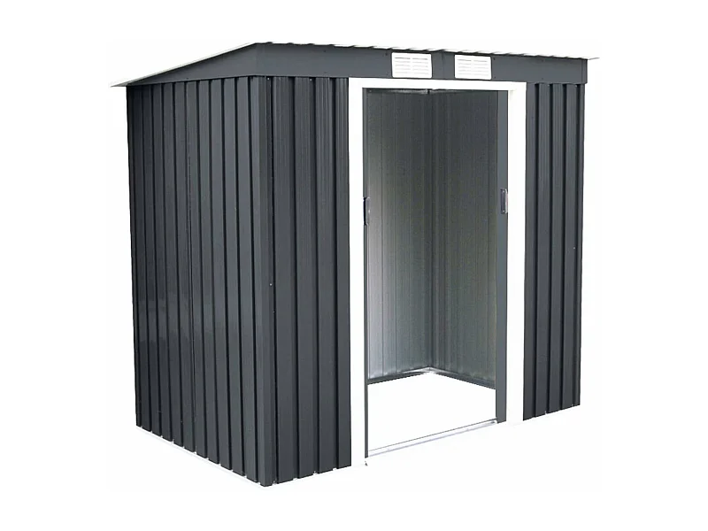 Buiten opslag tuinschuur met schuifdeur gereedschap tuinhuis 213 x 130 x 173cm (Donkergrijs) SF5504