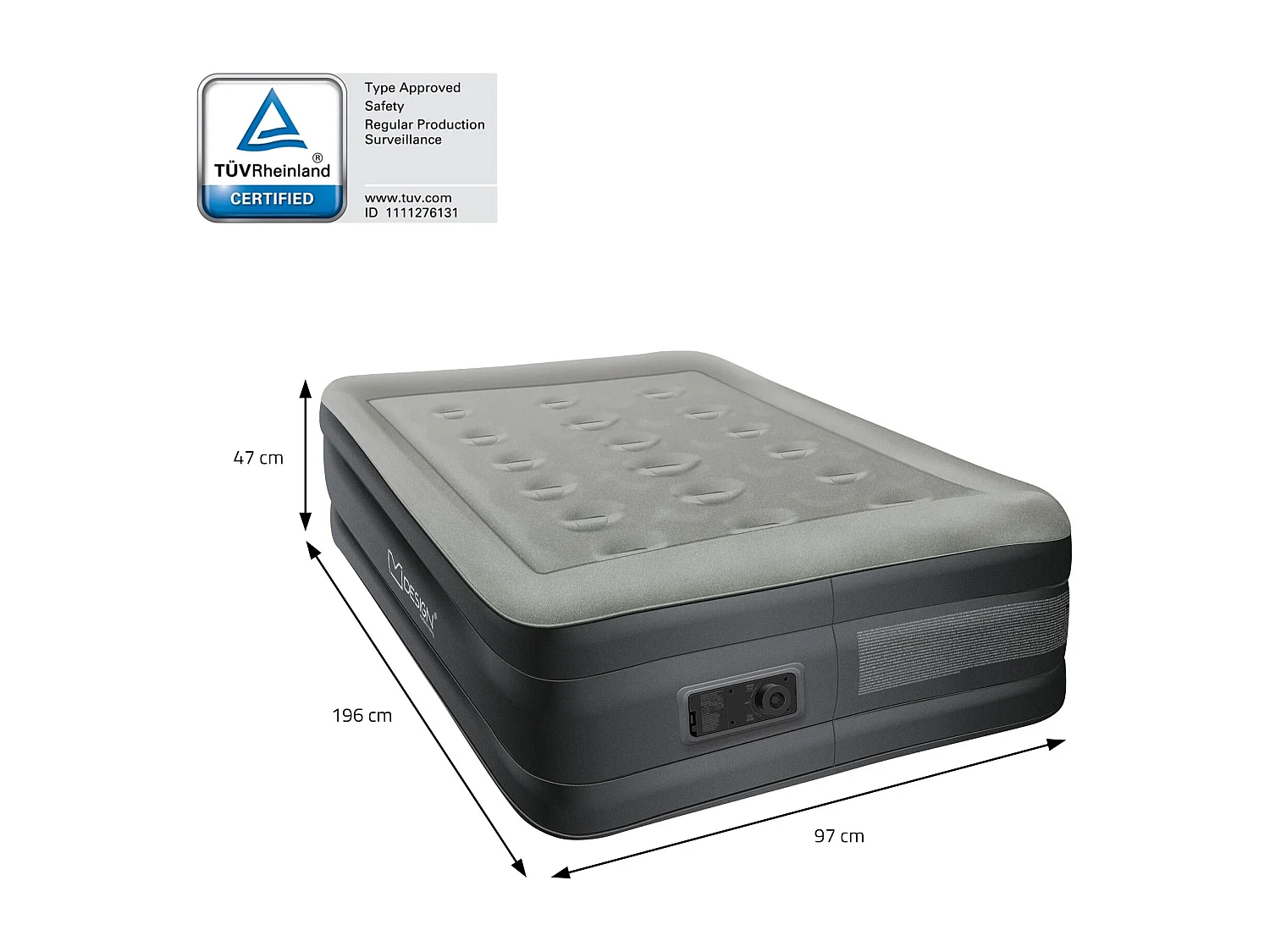 Colchón de aire para 1 persona 196x97x47cm cama autoinflable con bomba eléctrica