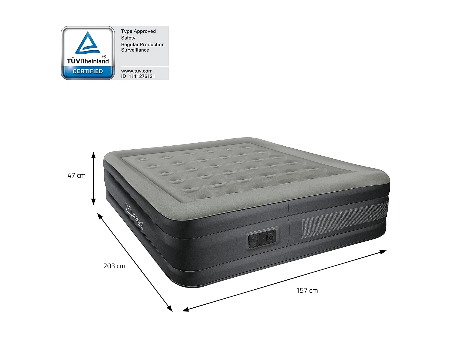 Colchón de aire para 2 prs. 203x157x47cm cama autoinflable con bomba eléctrica