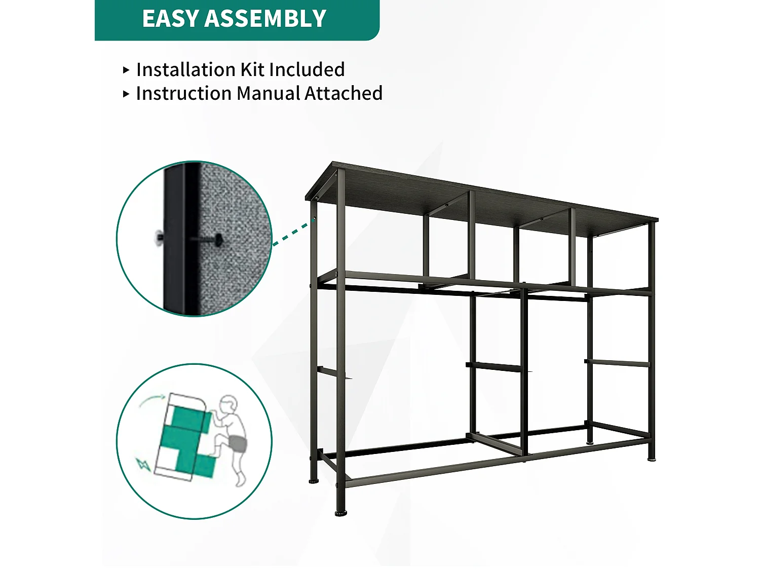 YITAHOME Commode - 7 Tiroirs en Tissu Commode Chambre Meuble de Rangement - Tour en Tissu - Cadre en Métal - Noir Gris