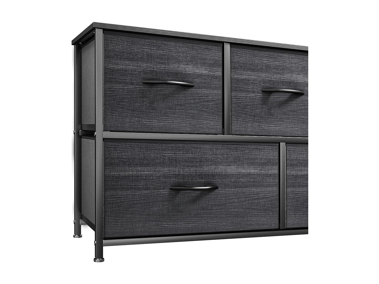 YITAHOME Commode - 5 Tiroirs en Tissu Commode Chambre Meuble de Rangement - Cadre en Métal - Salon - Grain de Bois Noir