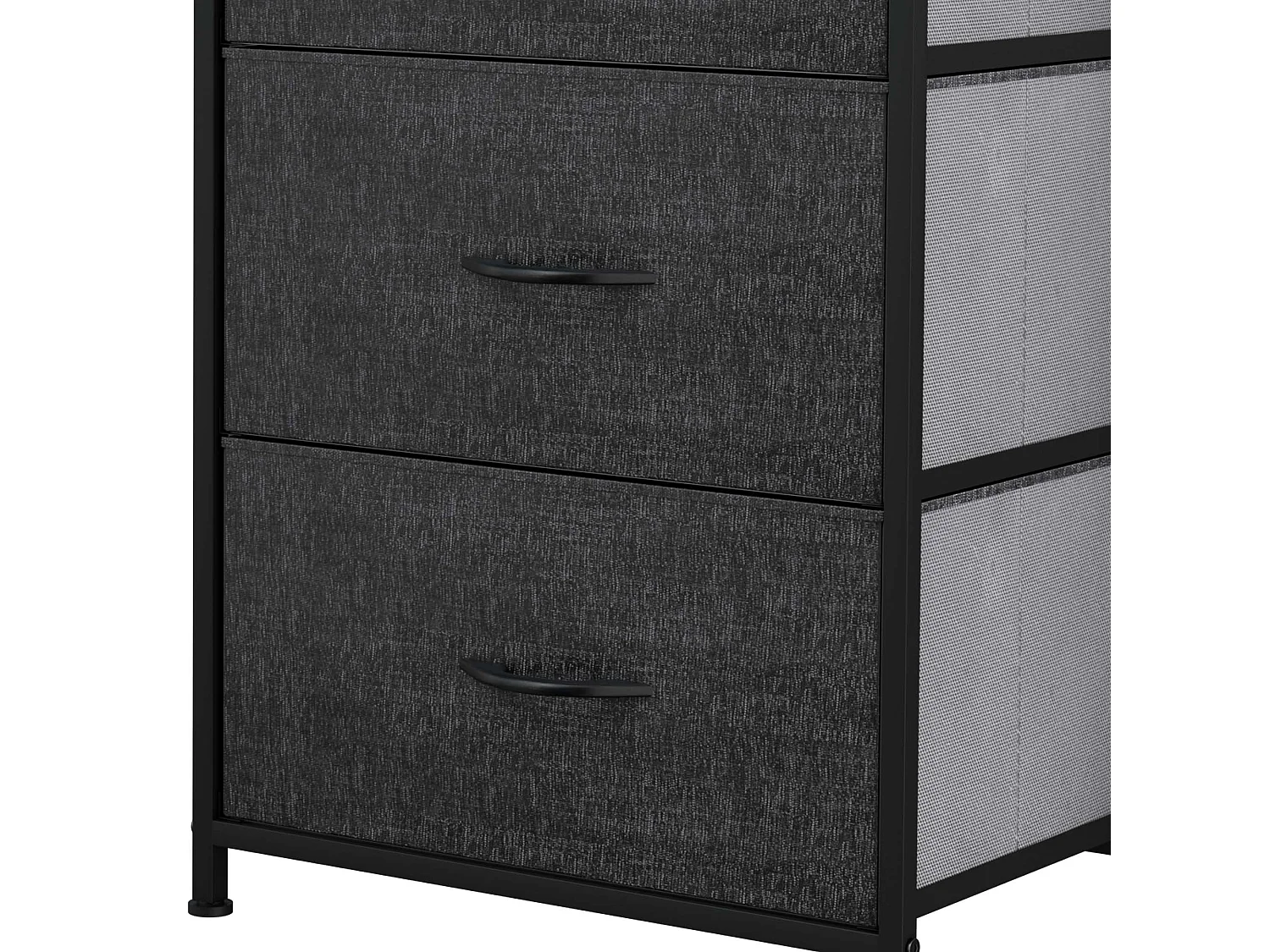 YITAHOME Commode - 4 Tiroirs en Tissu Commode Chambre Meuble de Rangement - Cadre en Métal - Chambre - Salon - Gris Noir
