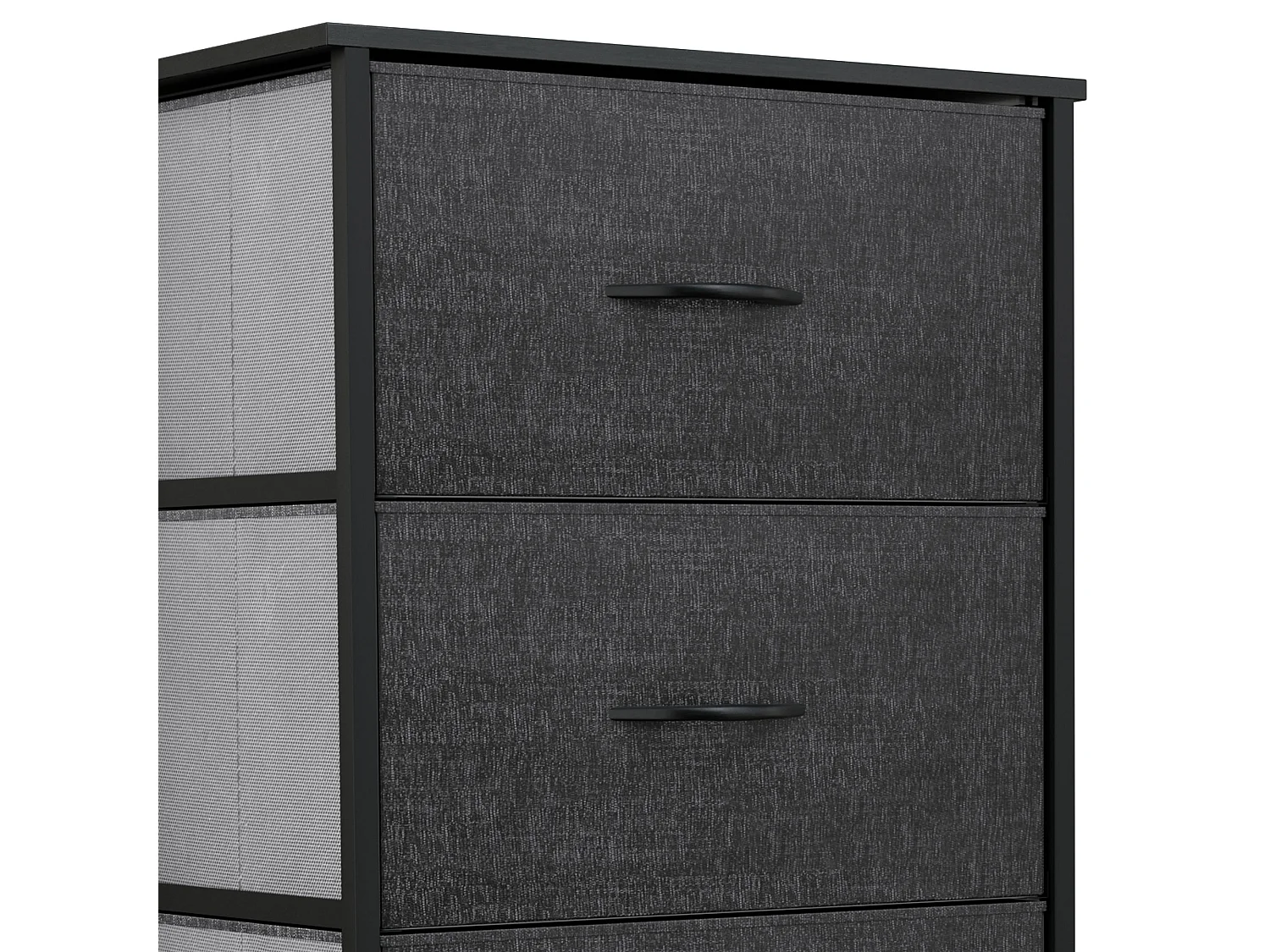 YITAHOME Commode - 4 Tiroirs en Tissu Commode Chambre Meuble de Rangement - Cadre en Métal - Chambre - Salon - Gris Noir