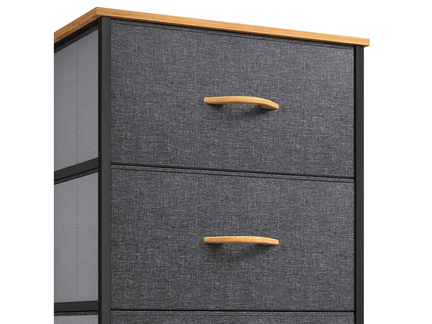 YITAHOME Commode - 4 Tiroirs en Tissu Commode Chambre Meuble de Rangement - Cadre en Métal - pour Chambre à Coucher - Salon - Gris Profond