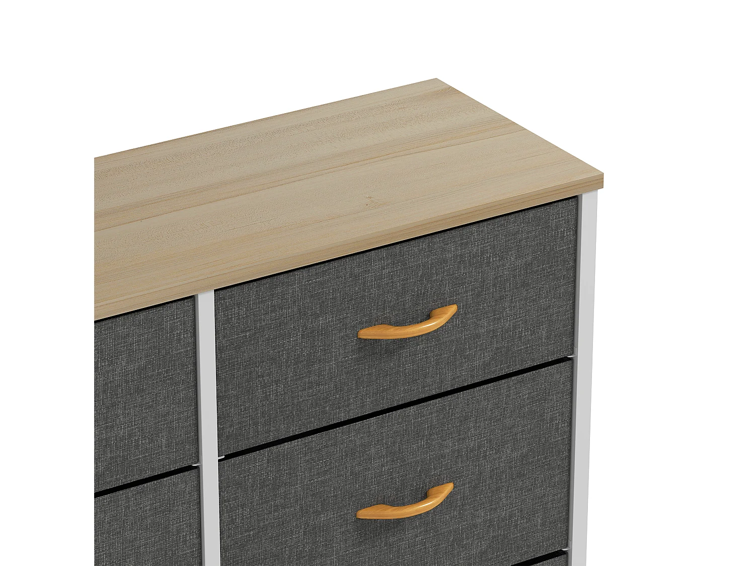 YITAHOME Commode - 8 Tiroirs en Tissu - Meuble de Rangement avec Dessus en Bois - Grand Espace de Rangement - Gris