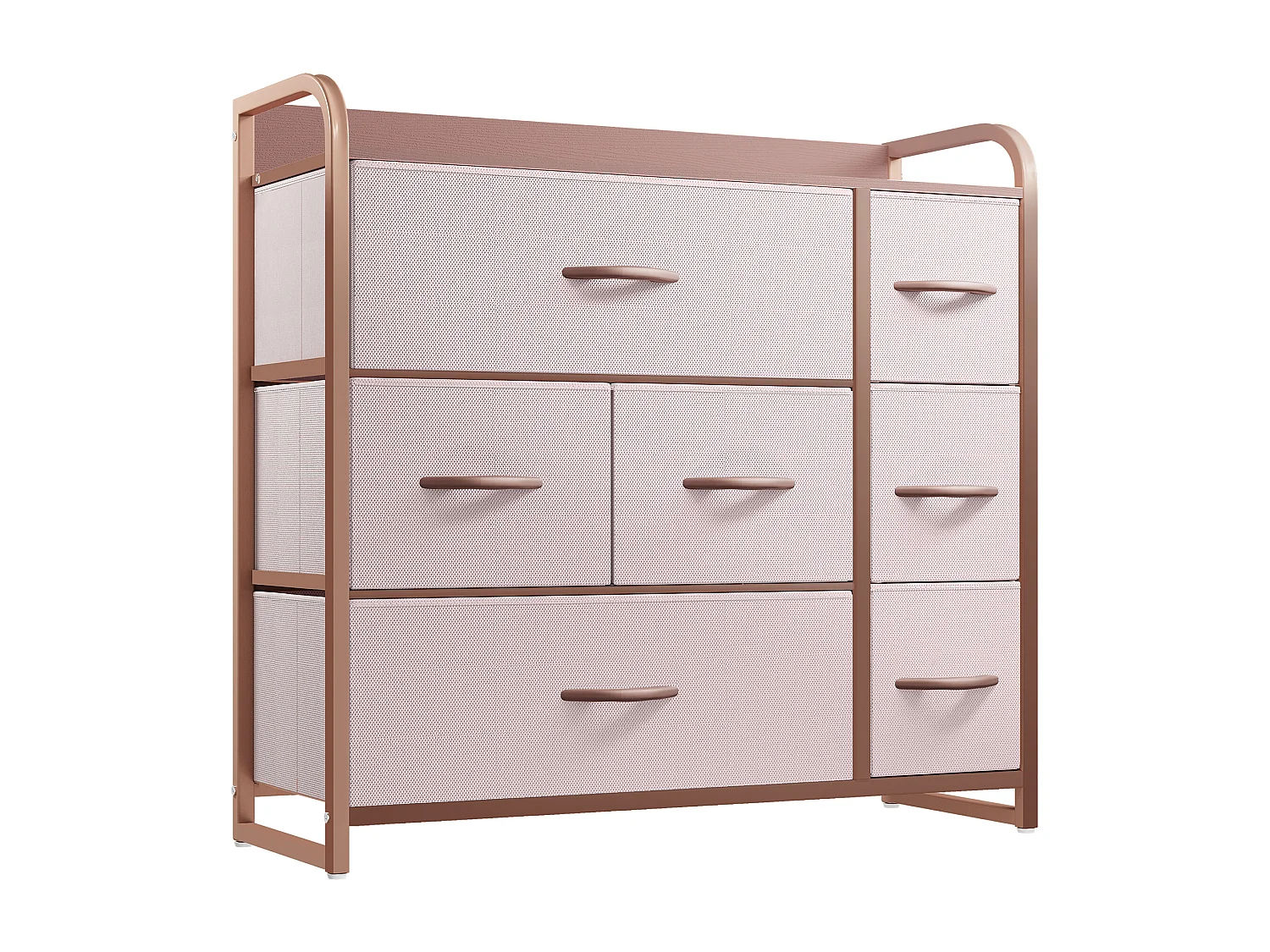 YITAHOME Commode - 7 Tiroirs en Tissu Commode Chambre Meuble de Rangement - Cadre en Métal - Moderne - Salon - Rose