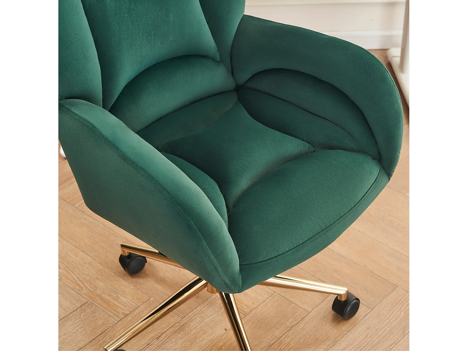 Cadeira de escritório - Velvet - Green - Altura ajustável - com rodízios giratórios e backrest ergonômico - 62x64x88/97cm
