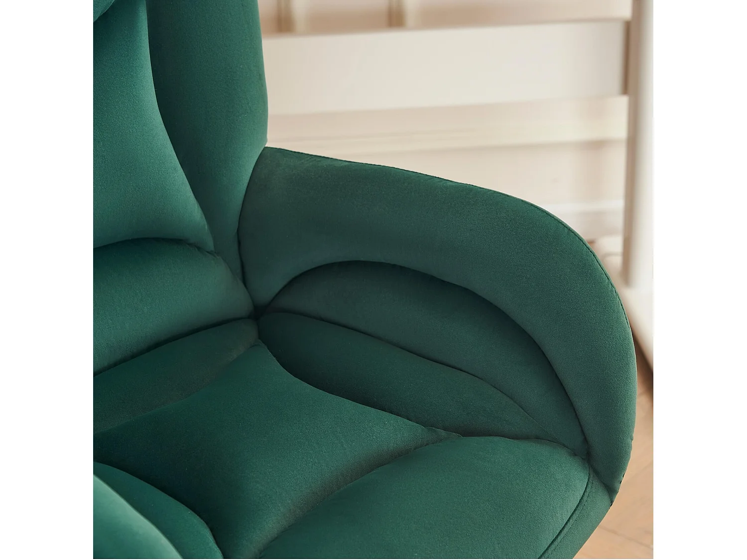 Chaise de bureau - Velours - Vert - Hauteur réglable - avec roulettes pivotantes et dossier ergonomique - 62x64x88/97cm