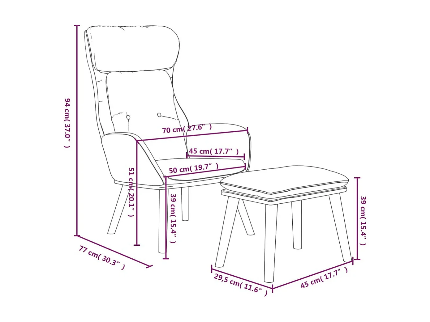 Poltrona Relax con Poggiapiedi Nera in Tessuto