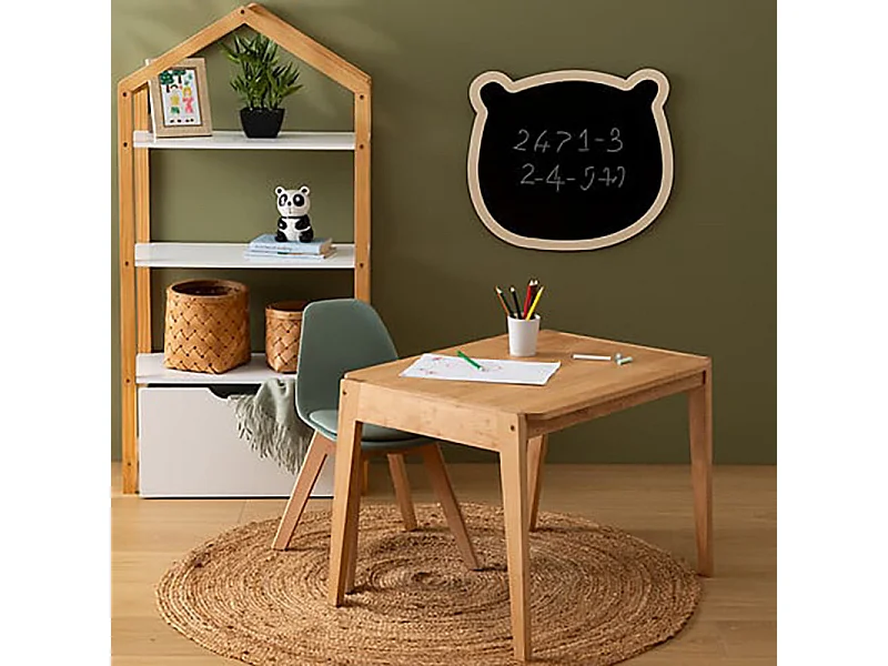 Tableau Ardoise Murale "Ourson" 53cm Noir