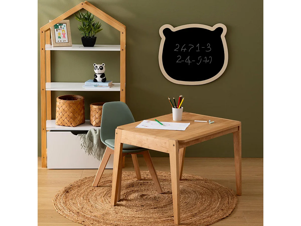 Tableau Ardoise Murale "Ourson" 53cm Noir