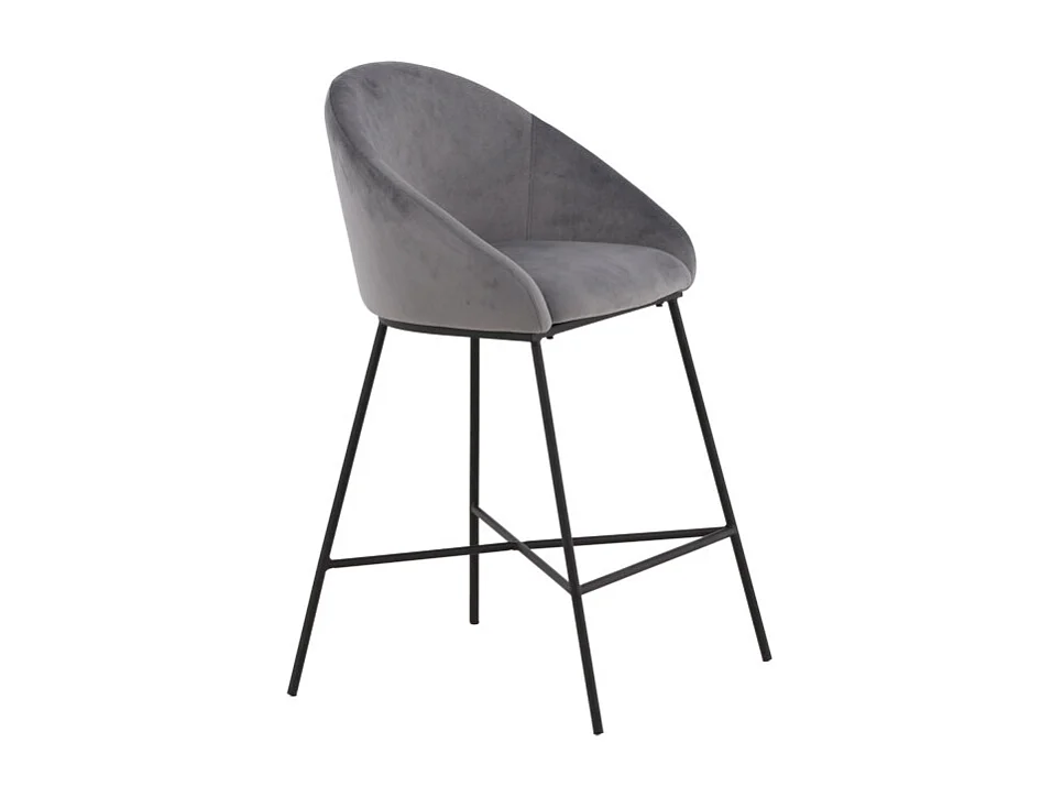 Chaise de Bar en Velours "Alton" 97cm Gris Foncé