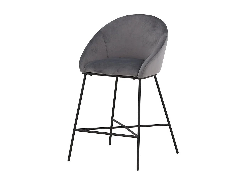 Chaise de Bar en Velours "Alton" 97cm Gris Foncé