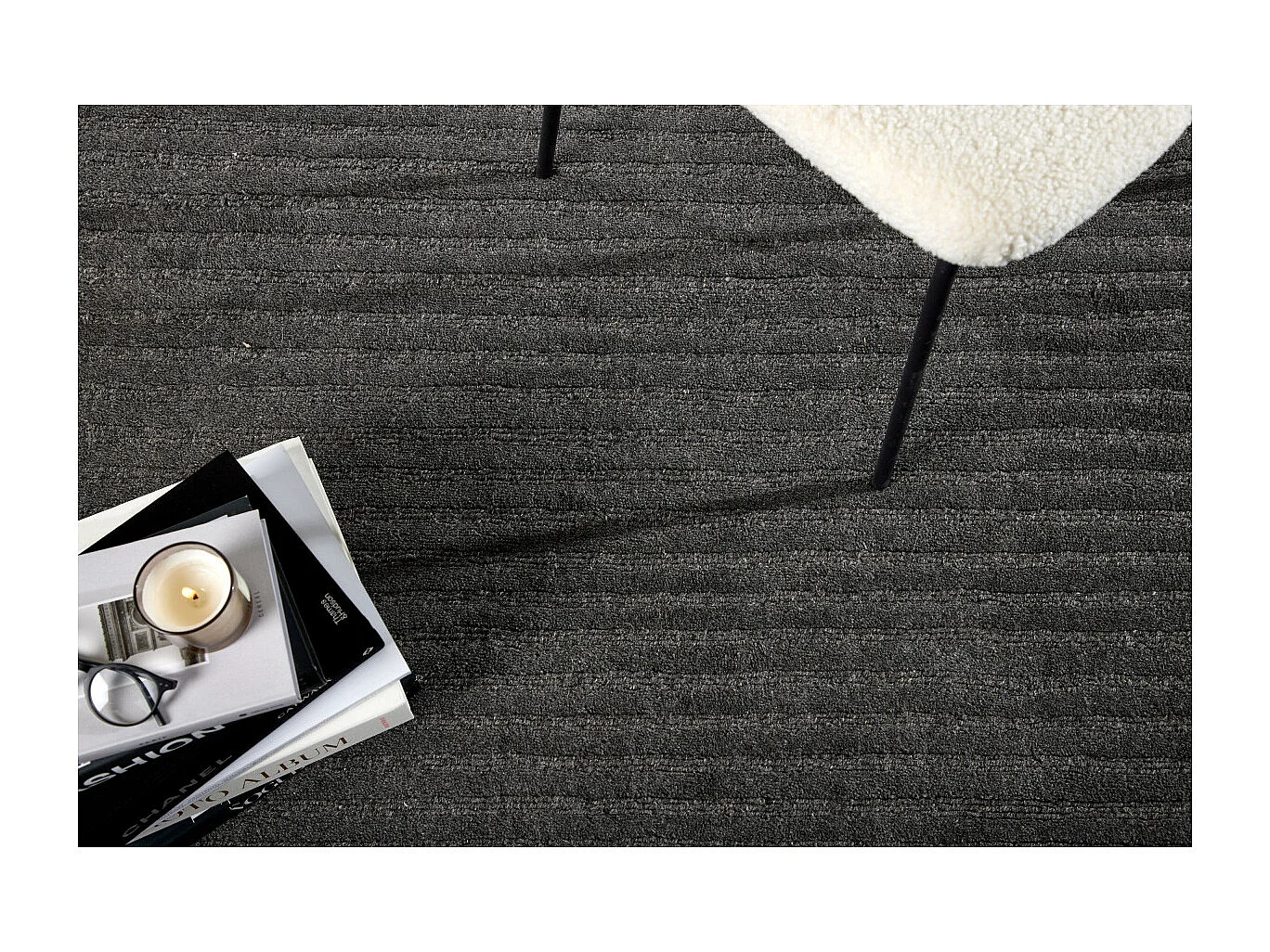 Tapis Déco en Laine "Milton" 202x300cm Gris Foncé