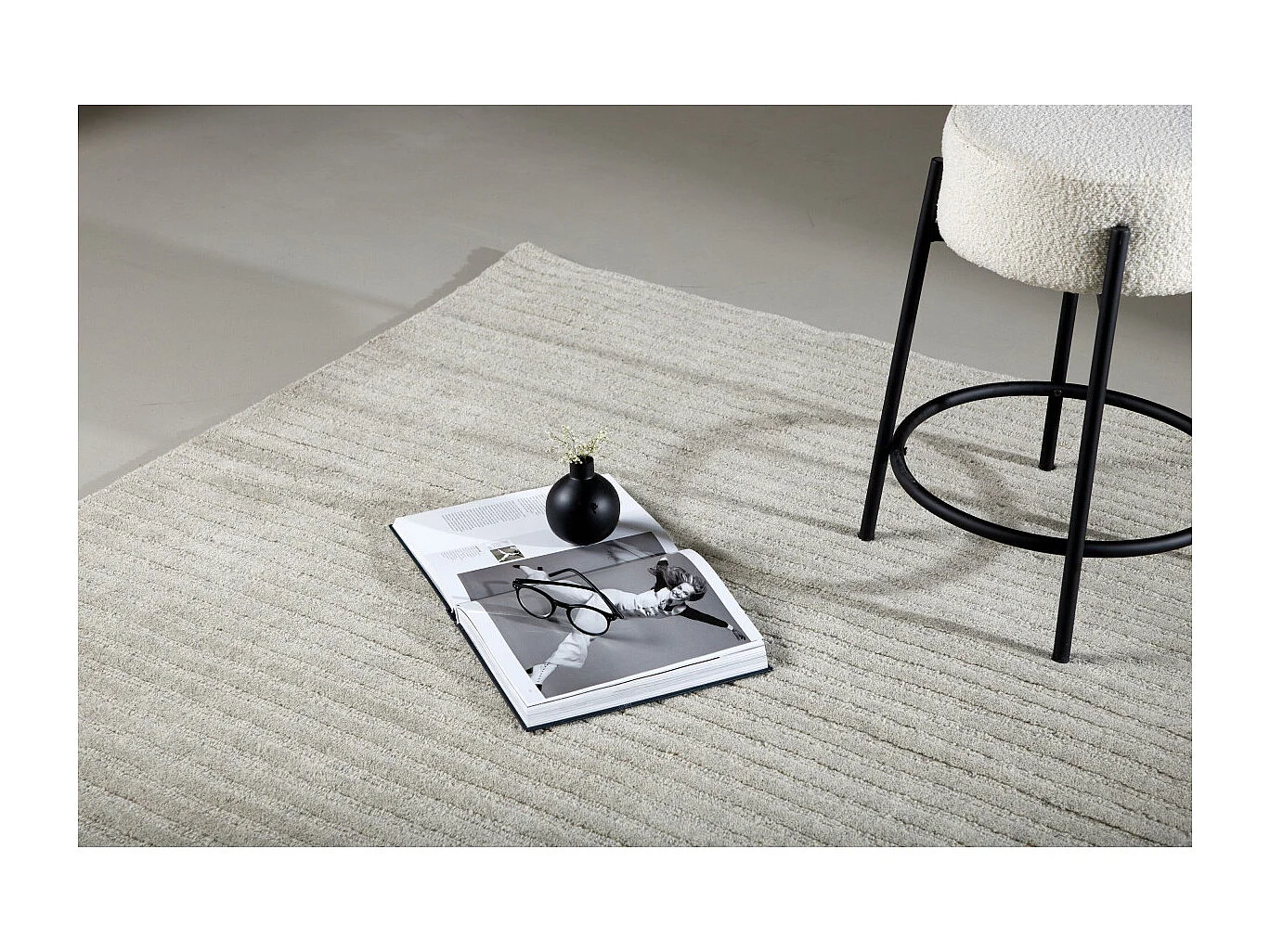 Tapis Déco en Laine "Milton" 162x230cm Gris Clair