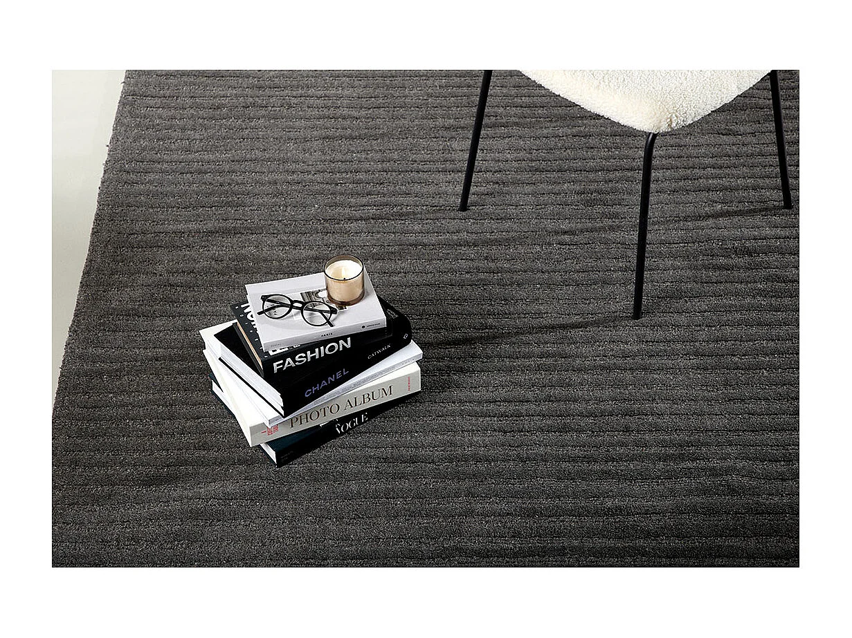 Tapis Déco en Laine "Milton" 162x230cm Gris Foncé