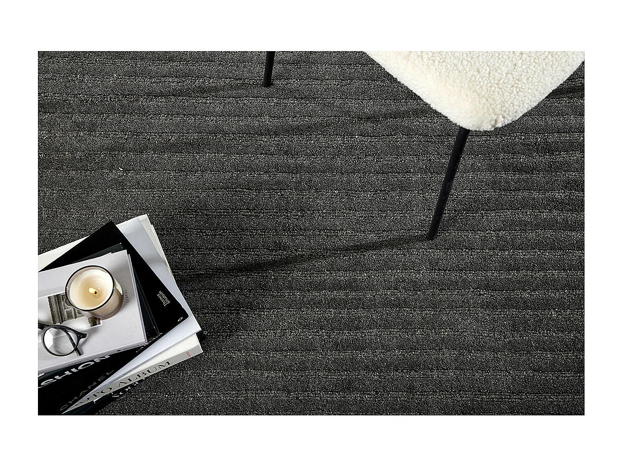 Tapis Déco en Laine "Milton" 162x230cm Gris Foncé