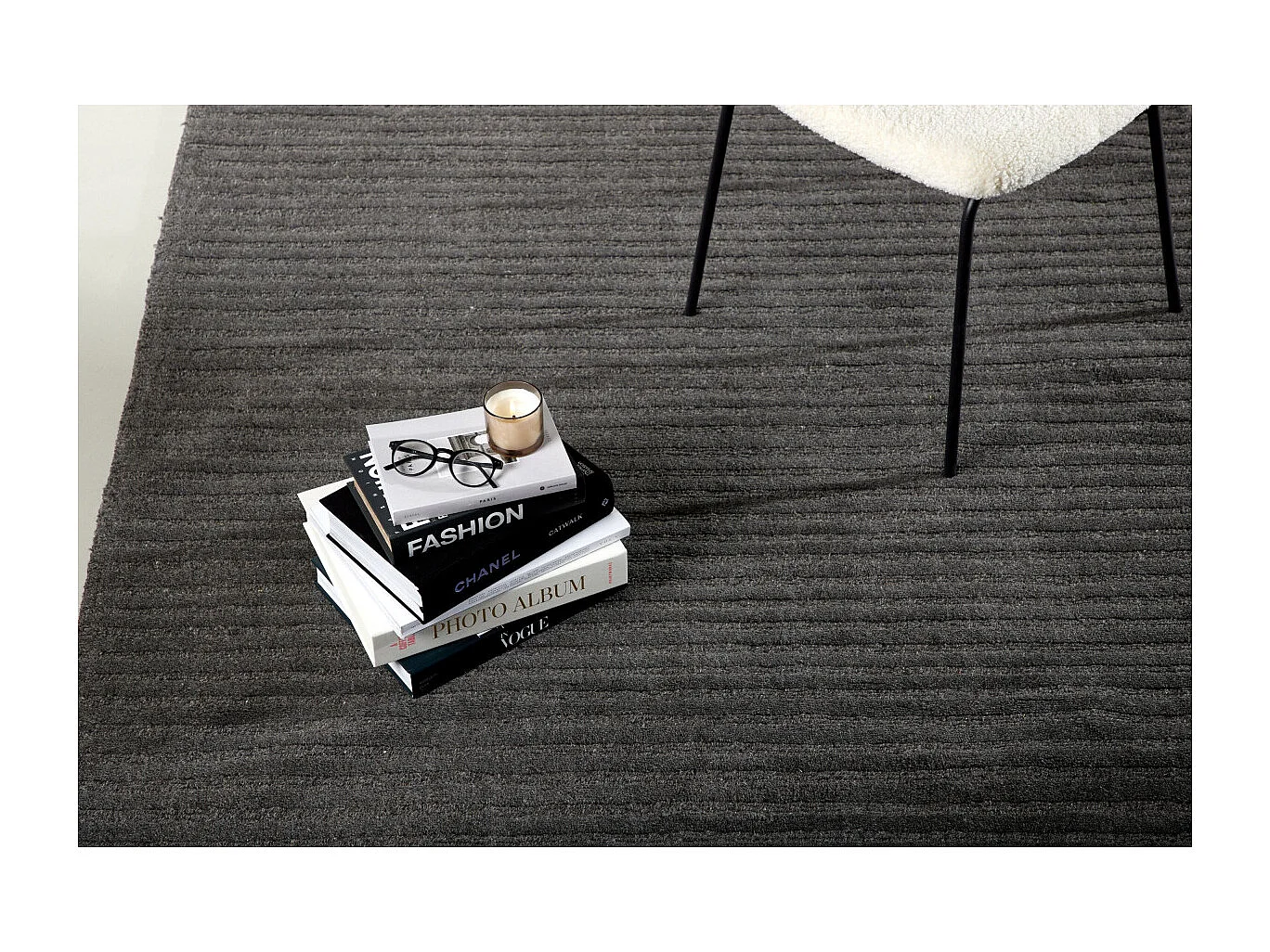 Tapis Déco en Laine "Milton" 162x230cm Gris Foncé