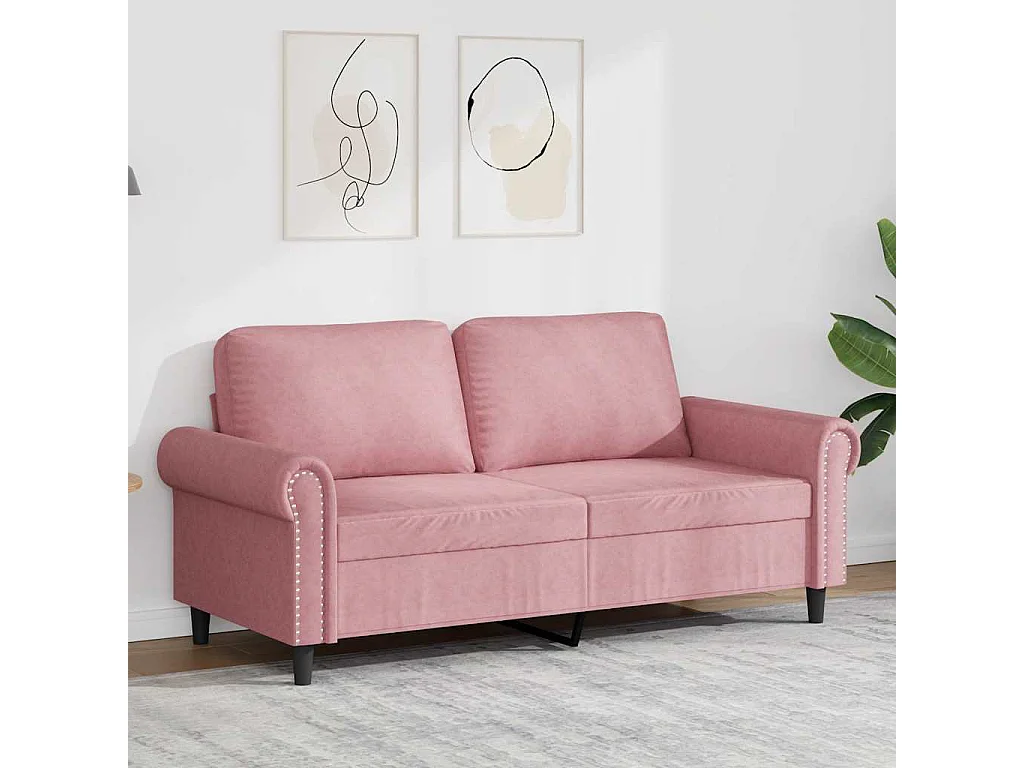Divano a 2 Posti Rosa 140 cm in Velluto