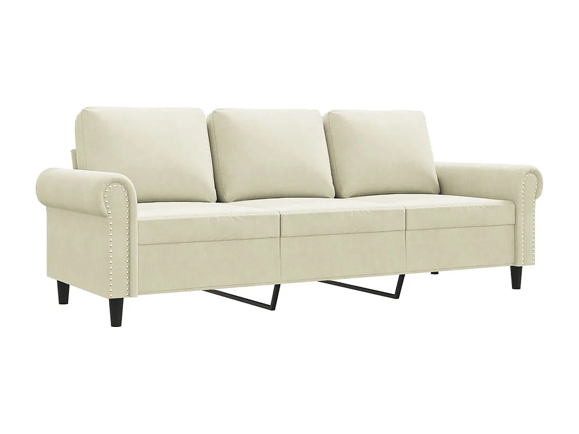 Driezitsbank 180 cm fluweel crèmekleurig