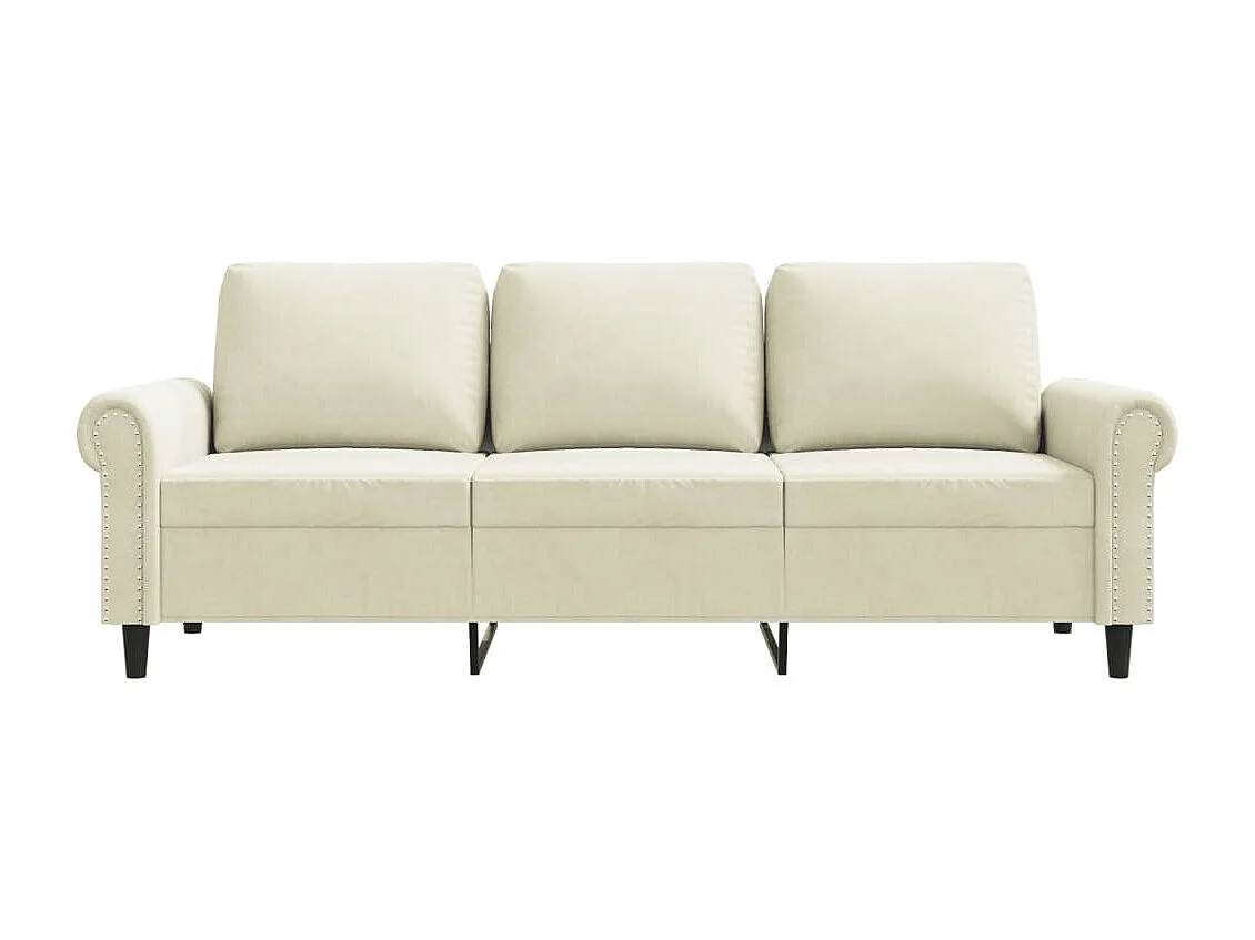 Driezitsbank 180 cm fluweel crèmekleurig
