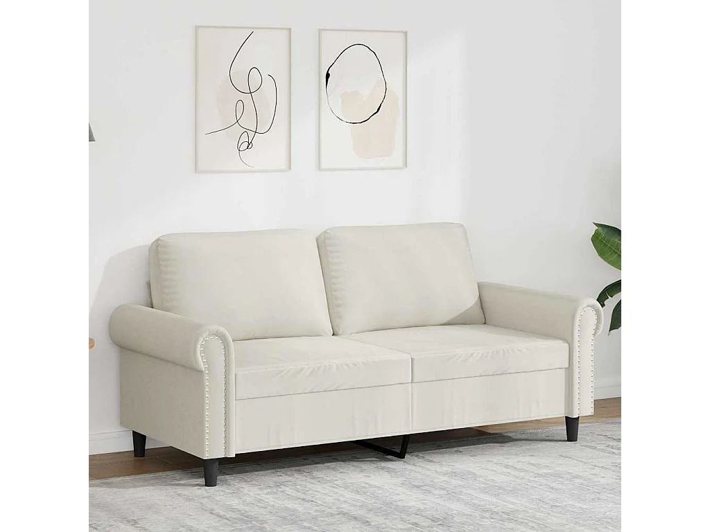 Divano a 2 Posti crema 140 cm in Velluto