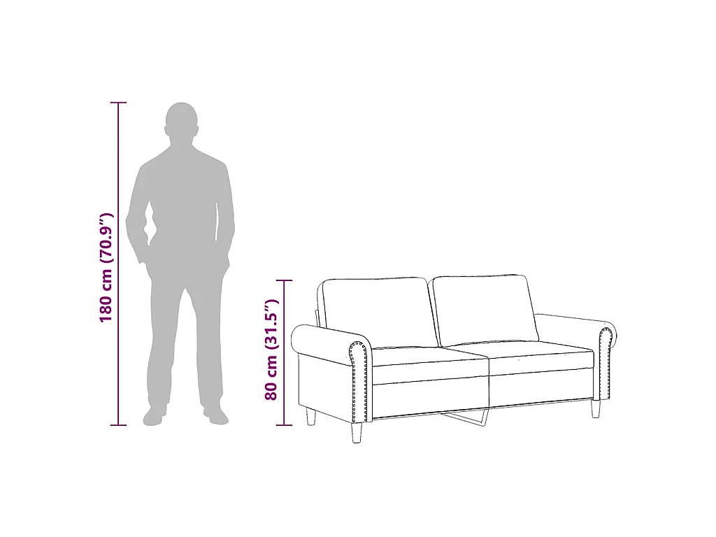 Divano a 2 Posti crema 140 cm in Velluto