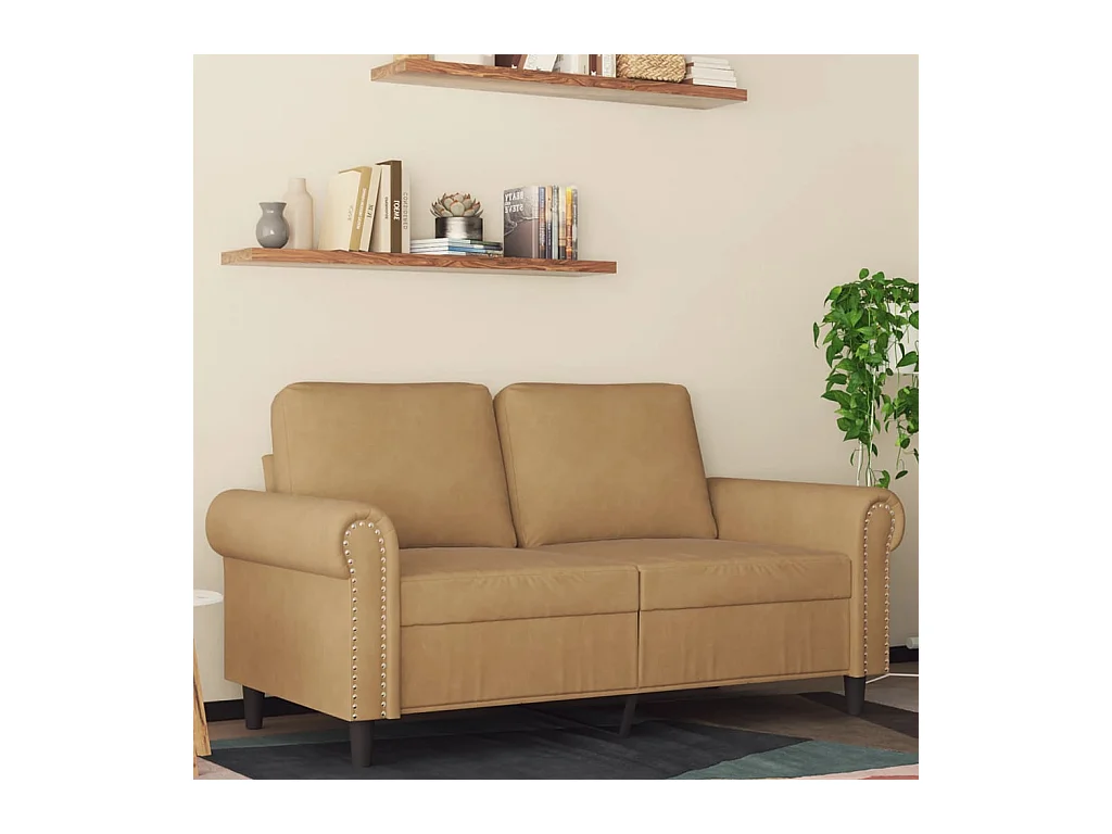 Canapé à 2 places Marron 120 cm Velours