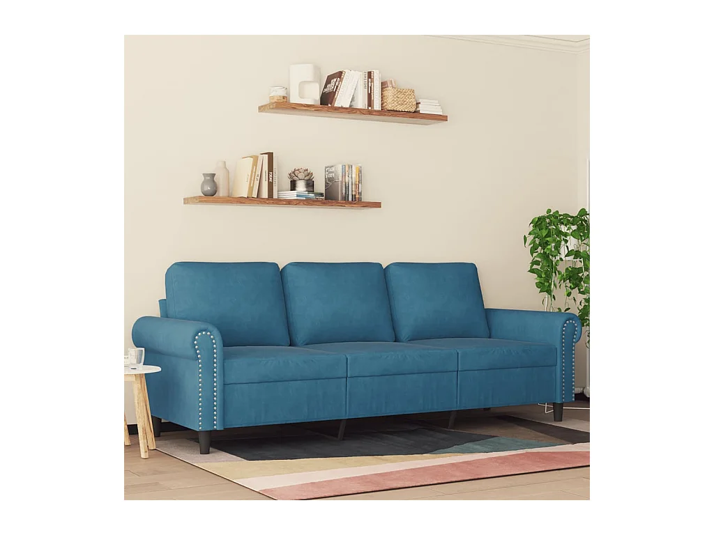 Canapé à 3 places Bleu 180 cm Velours