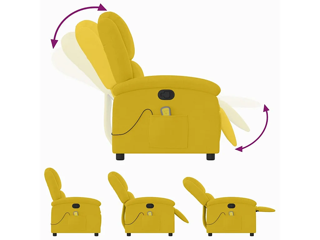 Fauteuil de massage inclinable jaune velours