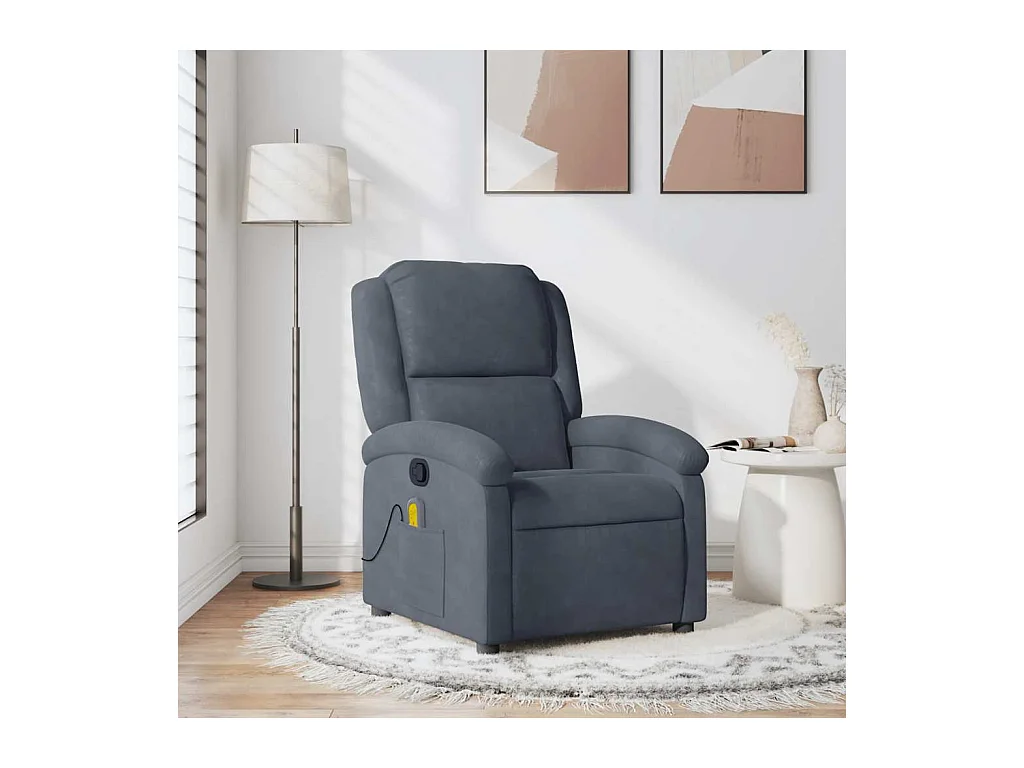 Fauteuil de massage inclinable gris foncé velours