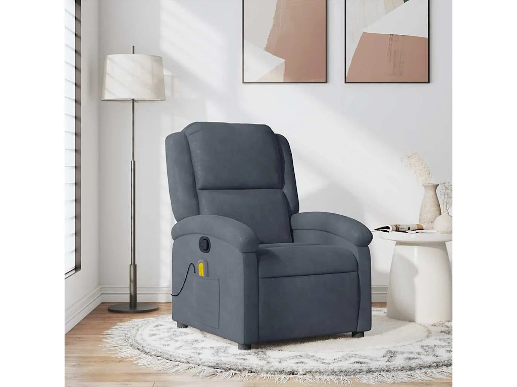 Fauteuil de massage inclinable gris foncé velours