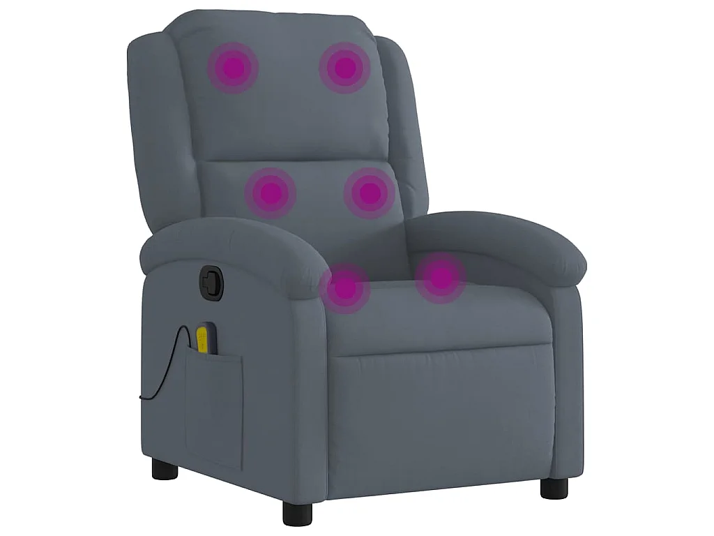 Fauteuil de massage inclinable gris foncé velours