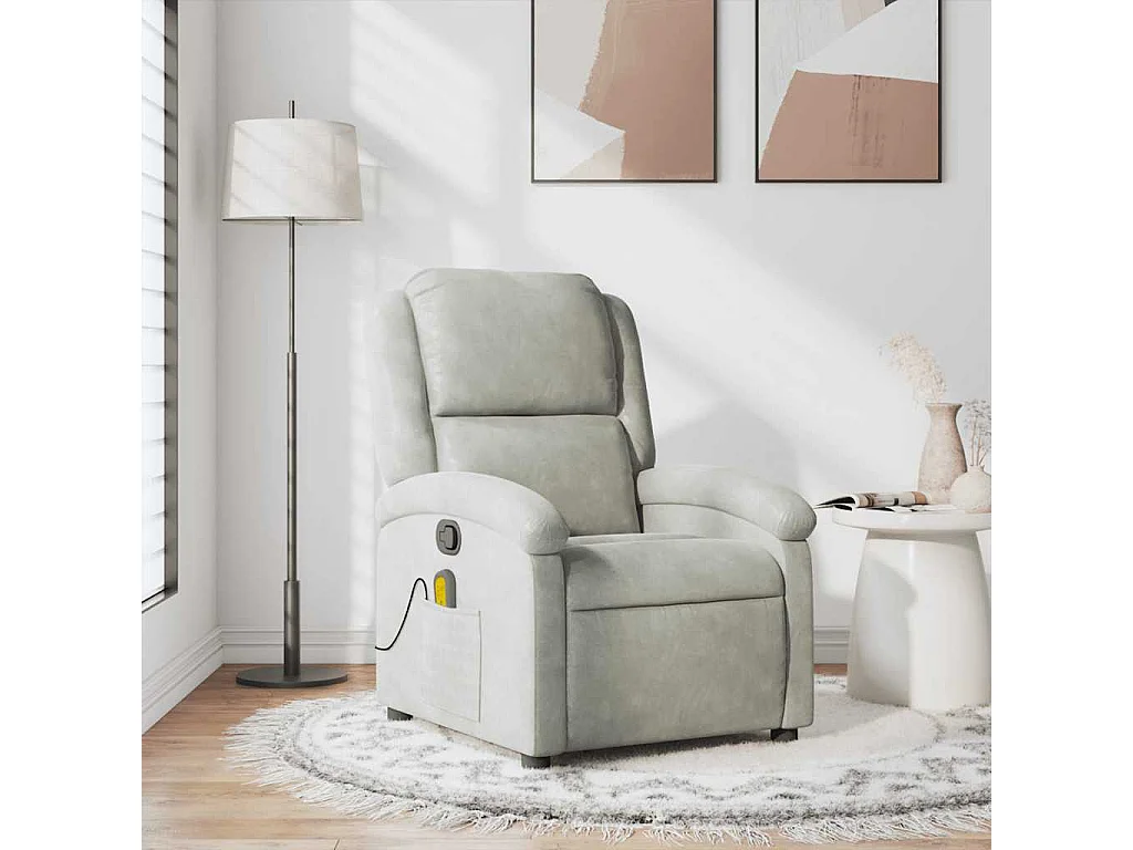 Massagesessel Hellgrau Samt