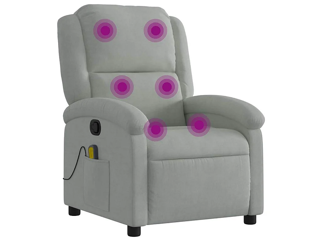 Fauteuil de massage inclinable gris clair velours