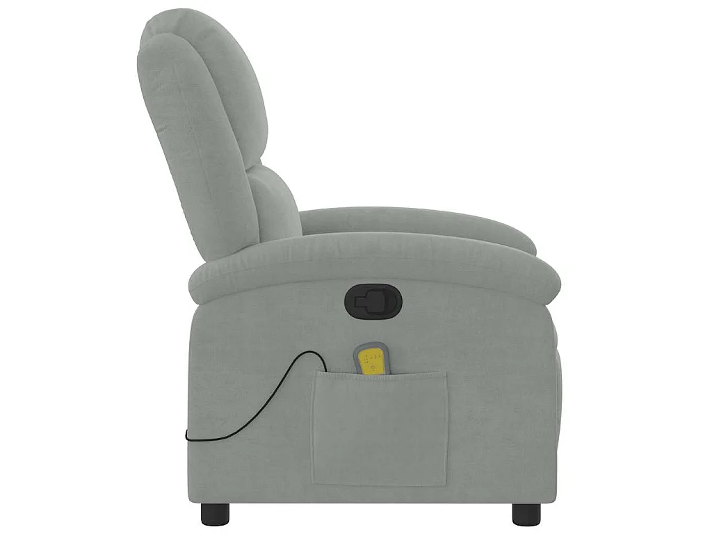 Fauteuil de massage inclinable gris clair velours