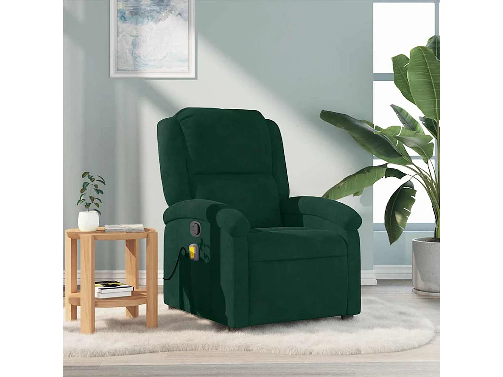 Fauteuil de massage inclinable vert foncé velours