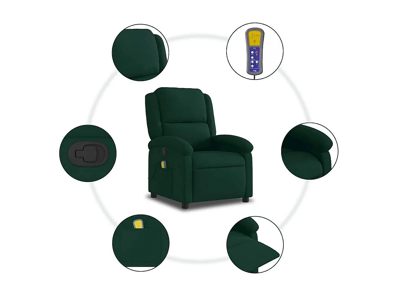 Fauteuil de massage inclinable vert foncé velours