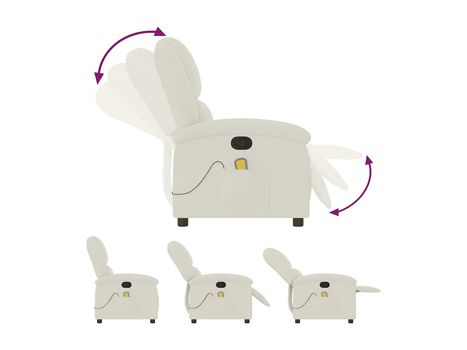 Fauteuil de massage inclinable crème velours