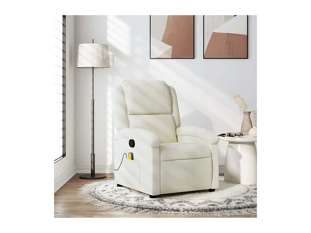 Fauteuil de massage inclinable crème velours