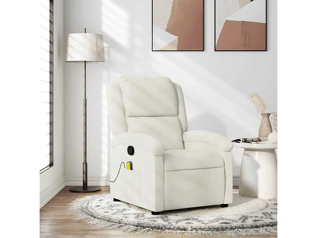 Fauteuil de massage inclinable crème velours