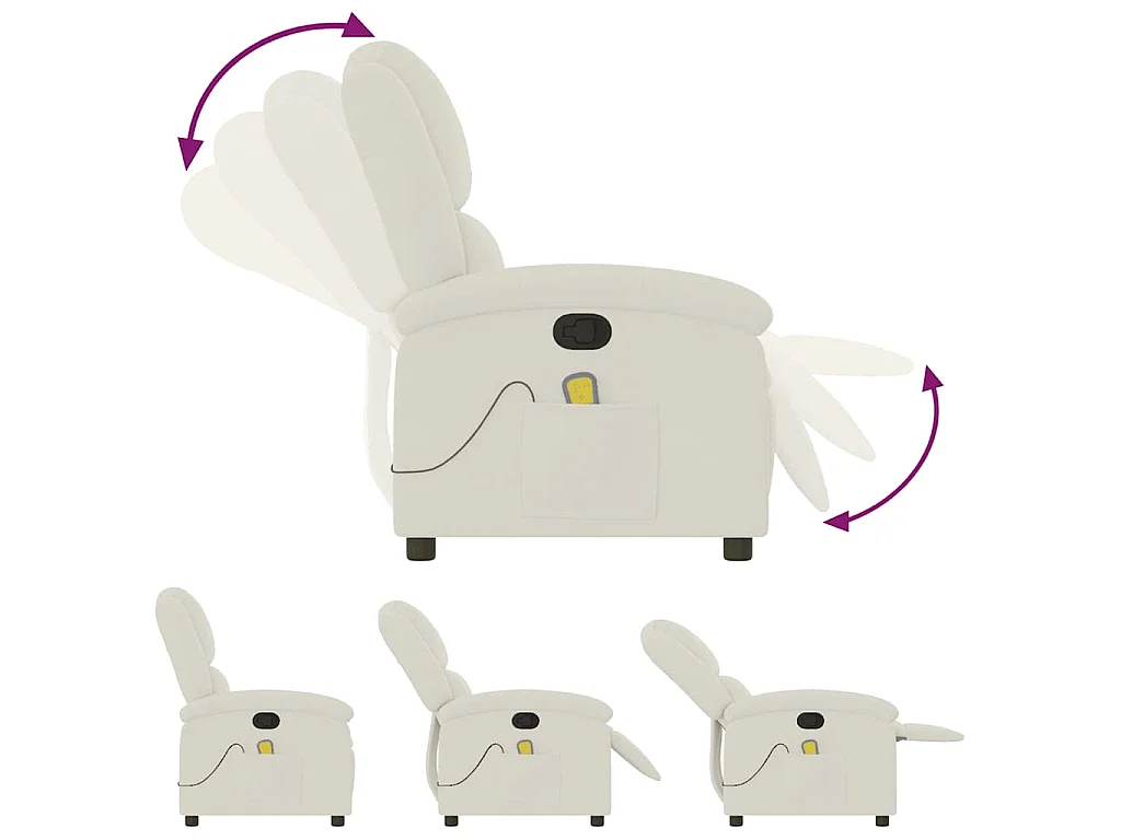 Fauteuil de massage inclinable crème velours