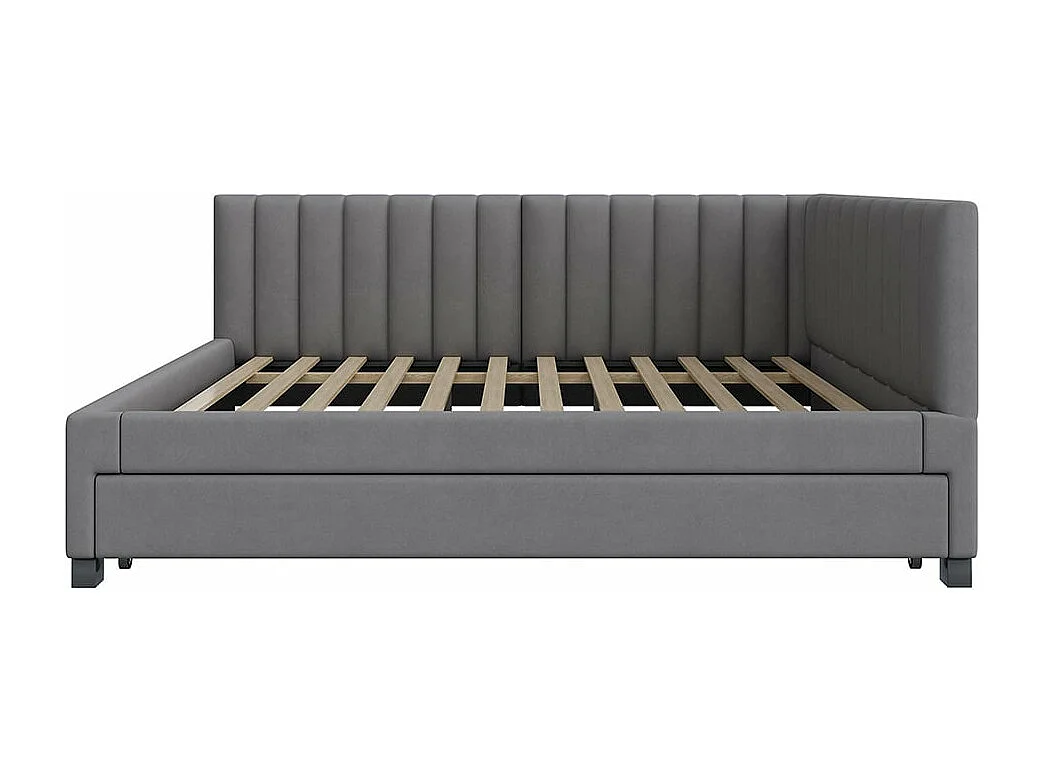 Gestoffeerd bed 140*200, slaapbank, multifunctioneel bed met lattenbodem, grijze fluwelen stof